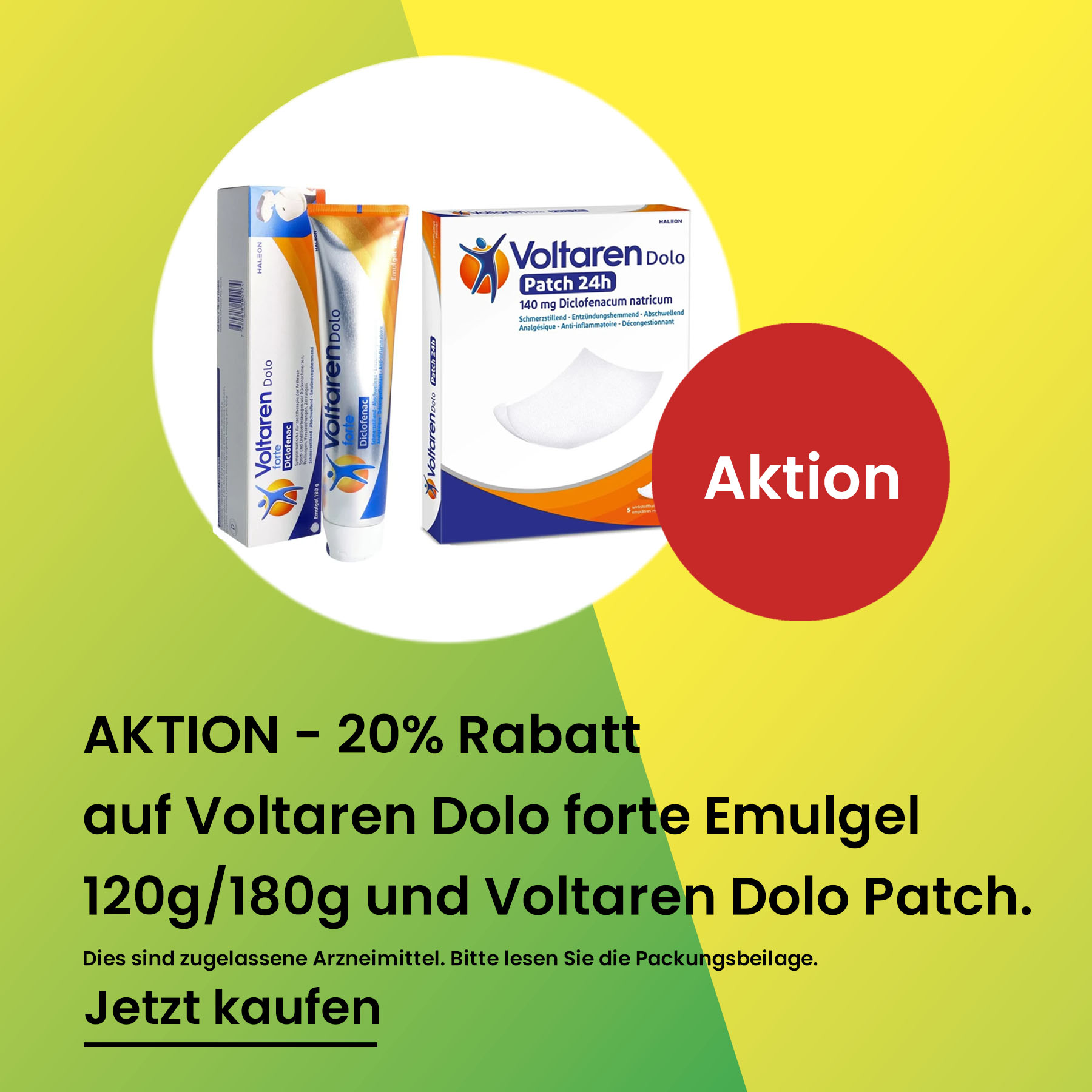 20% Rabatt auf Voltaren Dolo forte Emulgel 120g/180g und Voltaren Dolo Patch